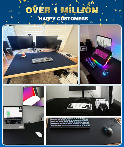 KTRIO Oversized Gaming Mouse Pad Desk Mat for Gamer, 47.3" x 23.6", Black
