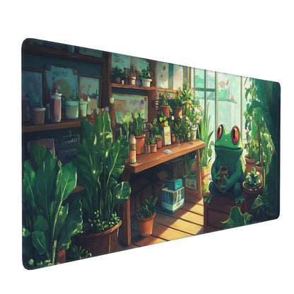 Dark Green Floral XXL Desk Mat, Extra Large Mouse Pad with Anti-Slip Base & Stitched Edges for Women, Aesthetic Desk Pad for Home Office Computer, Keyboard Mat Office Supplies Decor