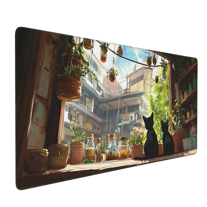 Dark Green Floral XXL Desk Mat, Extra Large Mouse Pad with Anti-Slip Base & Stitched Edges for Women, Aesthetic Desk Pad for Home Office Computer, Keyboard Mat Office Supplies Decor