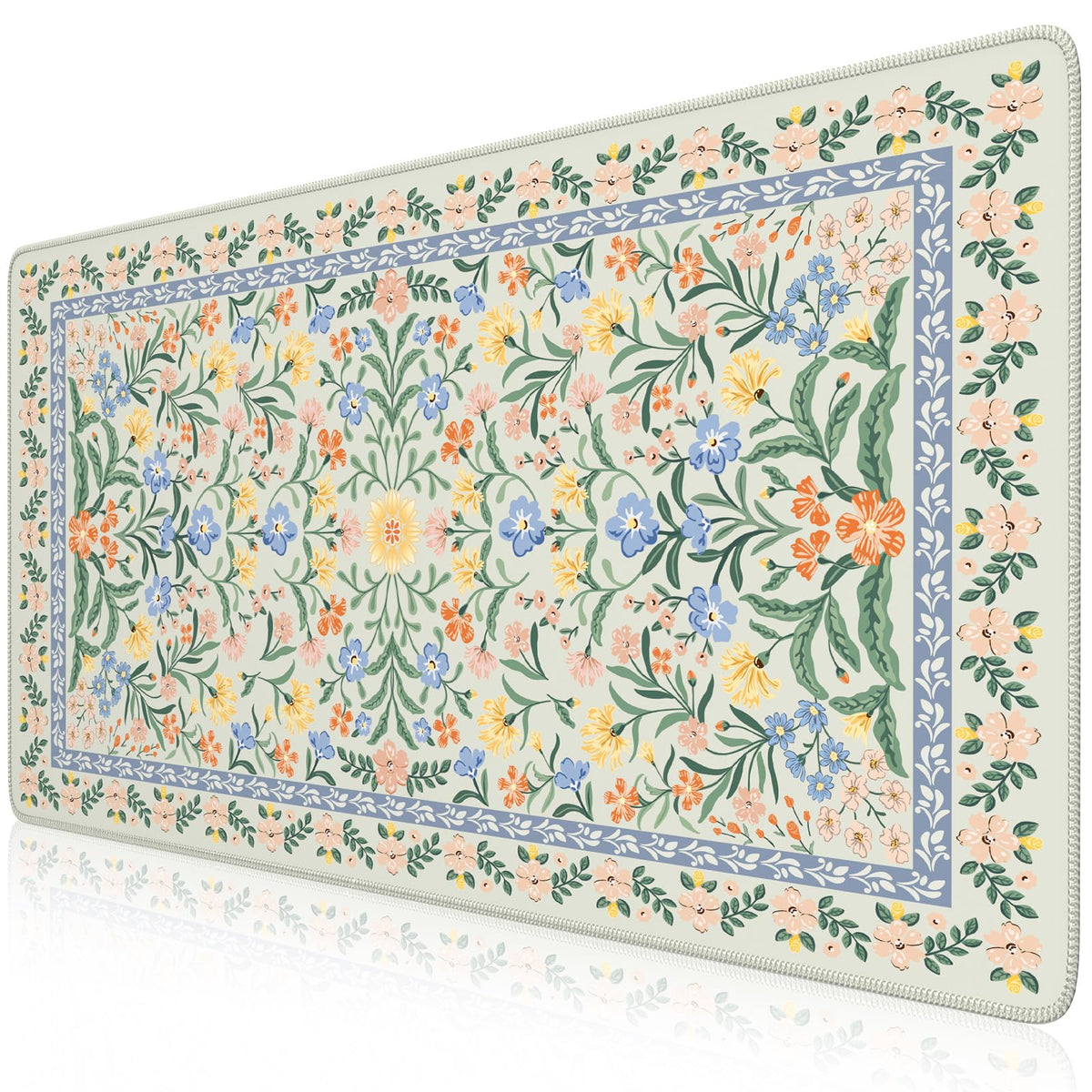 iCasso Aesthetic Desk Mat,31.5x11.8in Mouse Pads, Pink Floral
