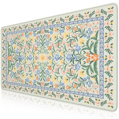 iCasso Aesthetic Desk Mat,31.5x11.8in Mouse Pads, Pink Floral