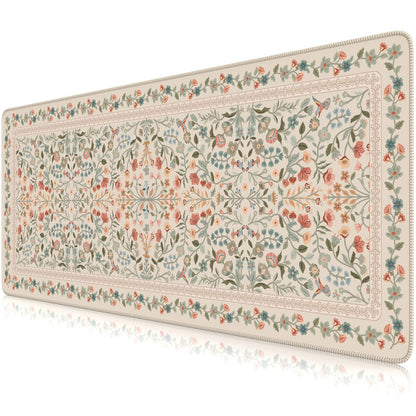 iCasso Aesthetic Desk Mat,31.5x11.8in Mouse Pads, Pink Floral
