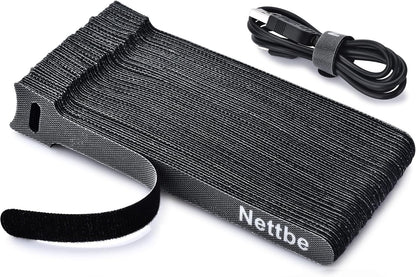 Nettbe 60 PCS 6 Inches Reusable Cable Ties, Adjustable Cord Straps Wire Organizer Cord Wrap and Hook Loop Cable Management