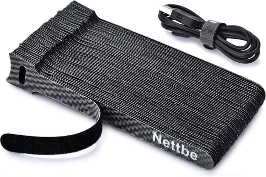 Nettbe 60 PCS 6 Inches Reusable Cable Ties, Adjustable Cord Straps Wire Organizer Cord Wrap and Hook Loop Cable Management