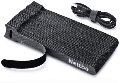 Nettbe 60 PCS 6 Inches Reusable Cable Ties, Adjustable Cord Straps Wire Organizer Cord Wrap and Hook Loop Cable Management