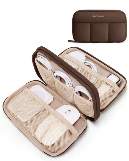 BAGSMART Electronics Organizer Travel Case for Cords Chargers Phones, Pink