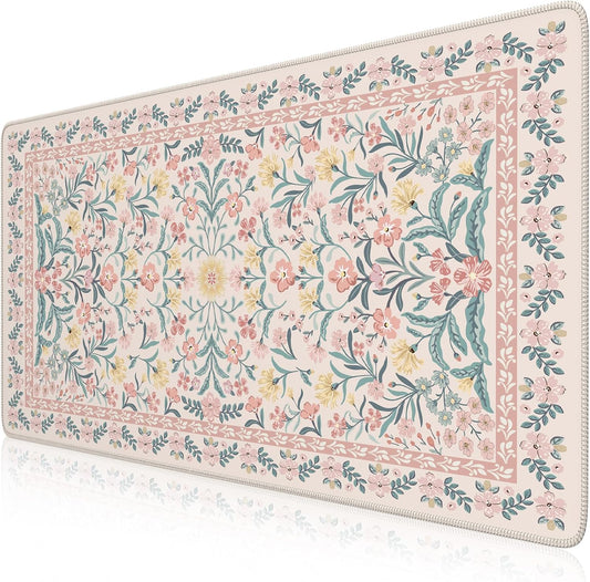 iCasso Desk Mat,Mouse Pad for Office Desk,35.4x15.7in,Pink Floral