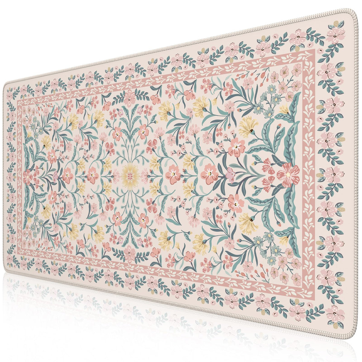 iCasso Aesthetic Desk Mat,31.5x11.8in Mouse Pads, Pink Floral