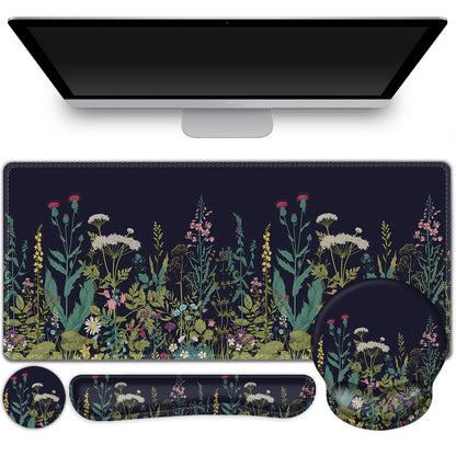 Gaming Mouse Pad Large Desk Mat, Cute Purple Marble Rose Desk Pad Protector