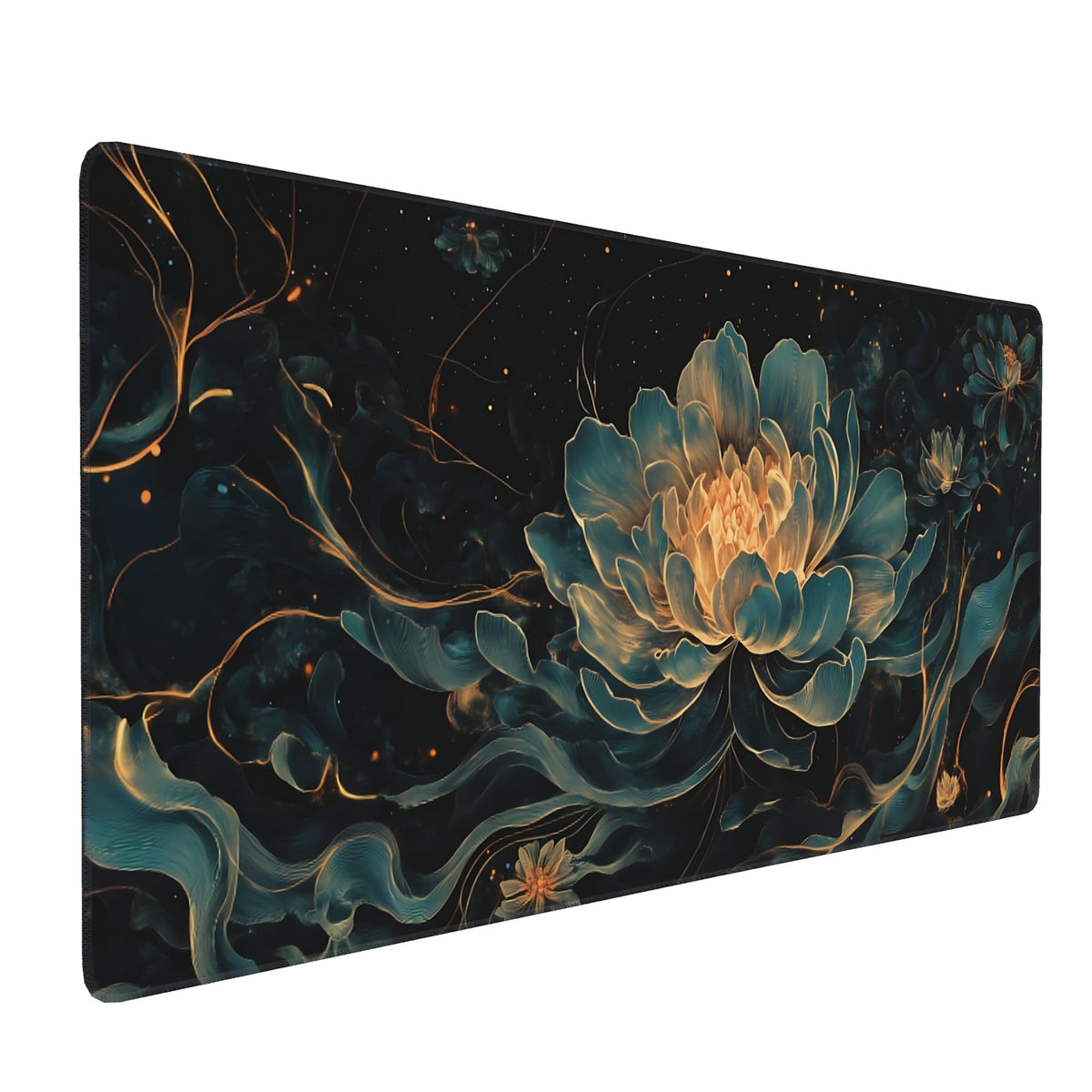 Dark Green Floral XXL Desk Mat, Extra Large Mouse Pad with Anti-Slip Base & Stitched Edges for Women, Aesthetic Desk Pad for Home Office Computer, Keyboard Mat Office Supplies Decor
