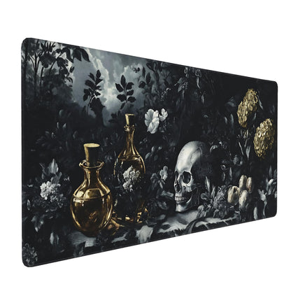 Dark Green Floral XXL Desk Mat, Extra Large Mouse Pad with Anti-Slip Base & Stitched Edges for Women, Aesthetic Desk Pad for Home Office Computer, Keyboard Mat Office Supplies Decor