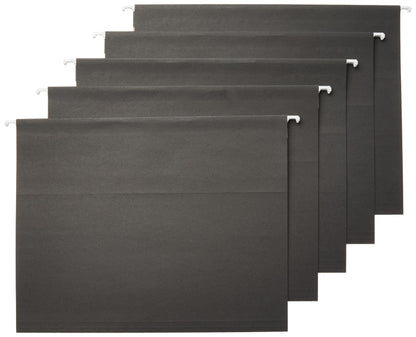 Amazon Basics Hanging File Folders with Adjustable Tabs, Sturdy Expandable Document Organizer, Letter Size 8.5x11 inch, Green, 25-Pack