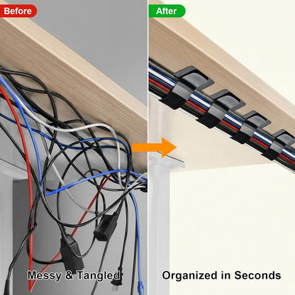 Cable Management Under Desk, 20 Pair Cord Organizer Straps