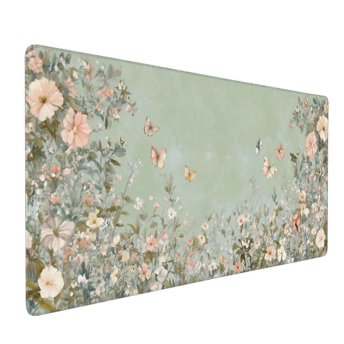 Dark Green Floral XXL Desk Mat, Extra Large Mouse Pad with Anti-Slip Base & Stitched Edges for Women, Aesthetic Desk Pad for Home Office Computer, Keyboard Mat Office Supplies Decor