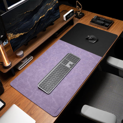 HAUTOCO Cork Desk Mat 31.5"x15.7", Distressed PU Leather & Cloth Desk Pad