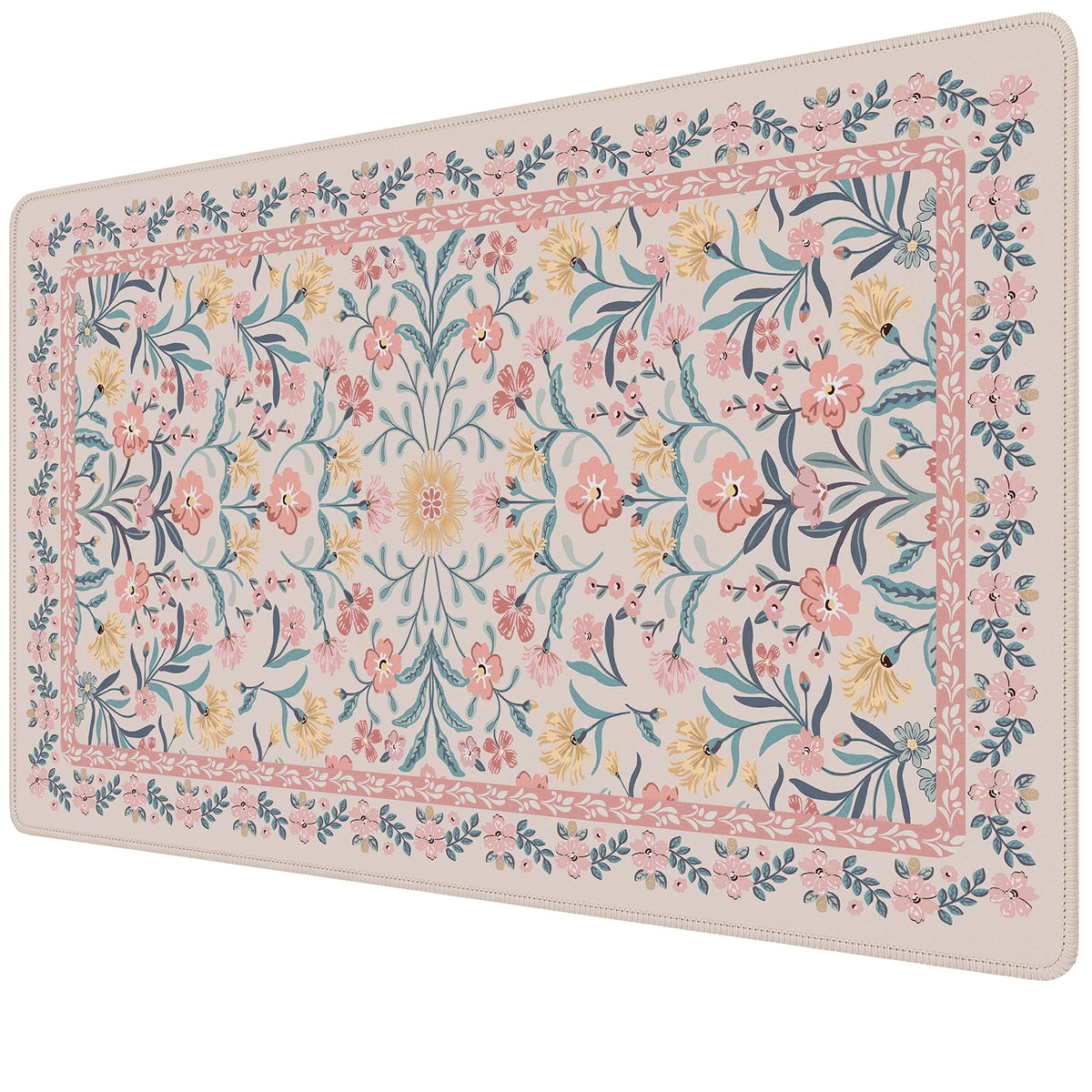 iCasso Aesthetic Desk Mat,31.5x11.8in Mouse Pads, Pink Floral