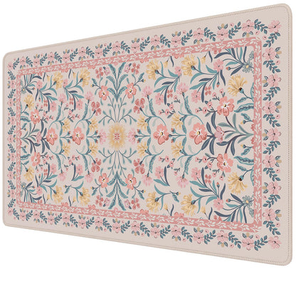 iCasso Aesthetic Desk Mat,31.5x11.8in Mouse Pads, Pink Floral