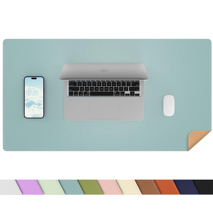 AFIING Large Desk Mat, 47" x 17",Black,Leather Desk Pad Protector for Mouse