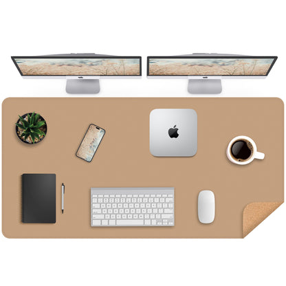 AFIING Large Desk Mat, 47" x 17",Black,Leather Desk Pad Protector for Mouse