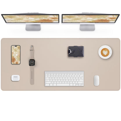 AFIING Desk Pad Protector 23.6" x 13.7" - Non-Slip Waterproof PU Leather Desk Mat for Mouse, Keyboard, Laptop, Office and Home Workspace (Beige)