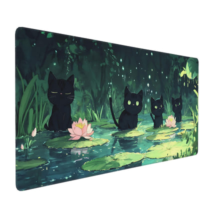 Dark Green Floral XXL Desk Mat, Extra Large Mouse Pad with Anti-Slip Base & Stitched Edges for Women, Aesthetic Desk Pad for Home Office Computer, Keyboard Mat Office Supplies Decor