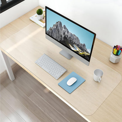 NATRKE Clear Desk Mat Pad, 31.5"x15.7" Large Transparent Computer Desk Mat Plastic Desktop Protector, PVC Writing Pad with Round Edge, Waterproof Wipeable Non-Slip Table Protector for Home Office