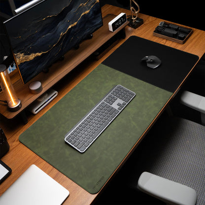 HAUTOCO Cork Desk Mat 31.5"x15.7", Distressed PU Leather & Cloth Desk Pad
