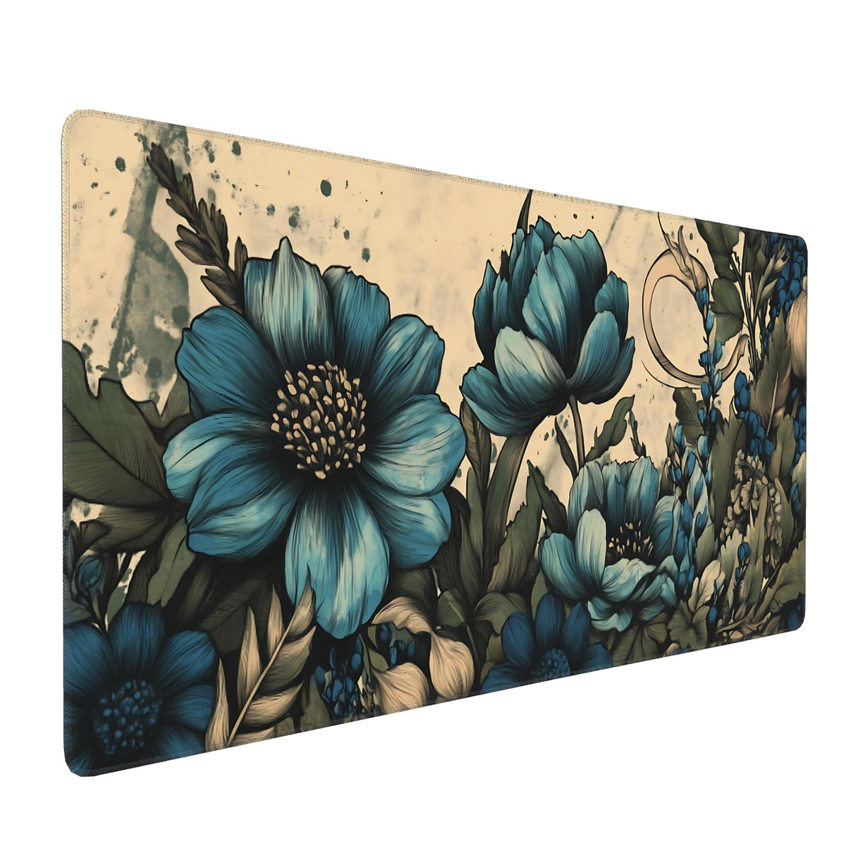 Dark Green Floral XXL Desk Mat, Extra Large Mouse Pad with Anti-Slip Base & Stitched Edges for Women, Aesthetic Desk Pad for Home Office Computer, Keyboard Mat Office Supplies Decor