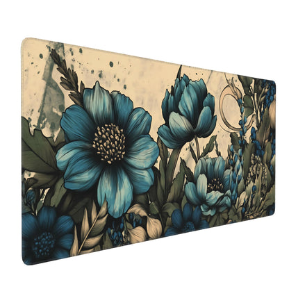 Dark Green Floral XXL Desk Mat, Extra Large Mouse Pad with Anti-Slip Base & Stitched Edges for Women, Aesthetic Desk Pad for Home Office Computer, Keyboard Mat Office Supplies Decor