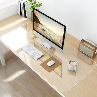 NATRKE Clear Desk Mat Pad, 31.5"x15.7" Large Transparent Computer Desk Mat Plastic Desktop Protector, PVC Writing Pad with Round Edge, Waterproof Wipeable Non-Slip Table Protector for Home Office