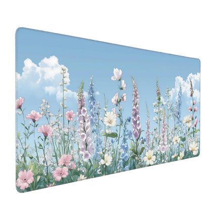 Dark Green Floral XXL Desk Mat, Extra Large Mouse Pad with Anti-Slip Base & Stitched Edges for Women, Aesthetic Desk Pad for Home Office Computer, Keyboard Mat Office Supplies Decor
