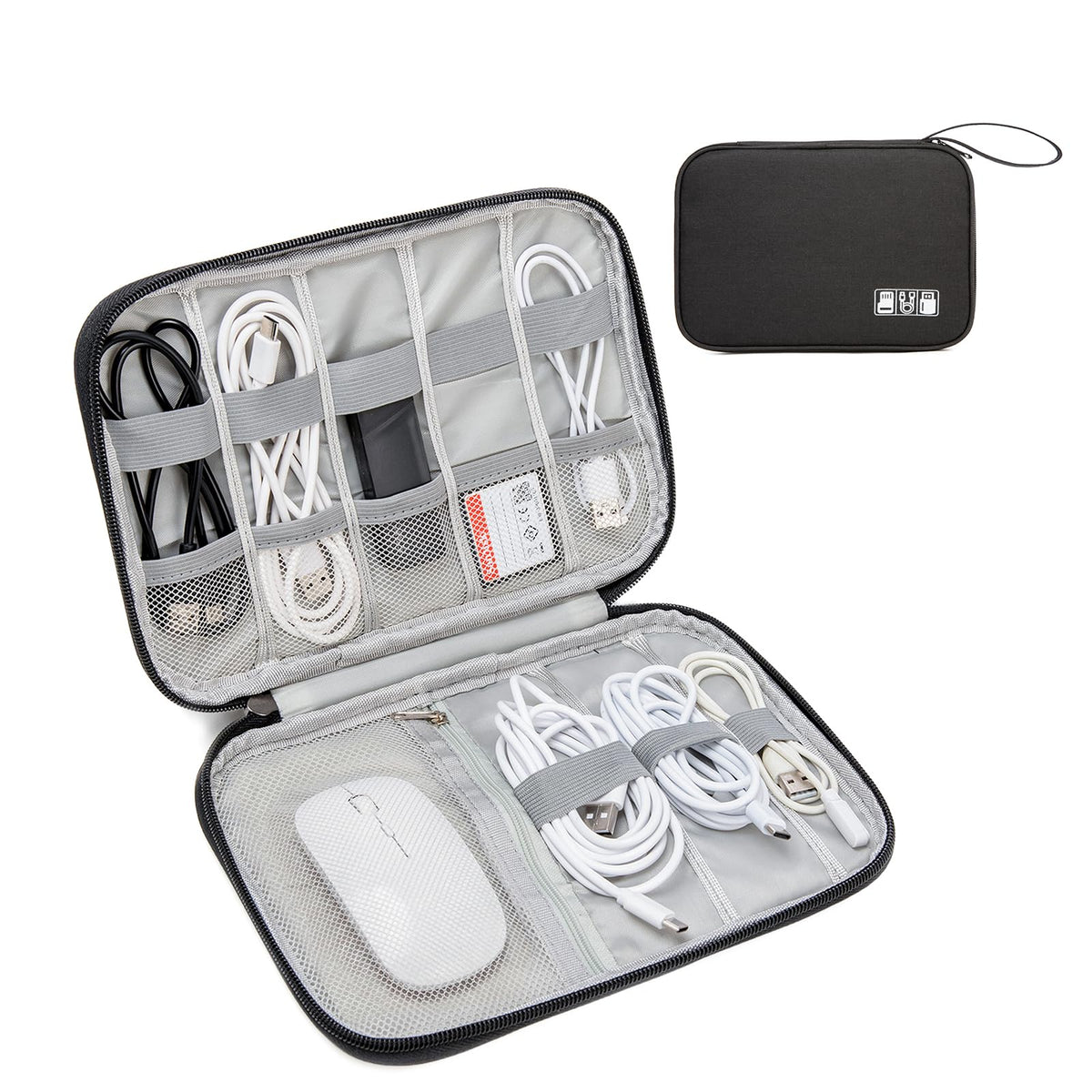 Small Cable Organizer Travel Case for Chargers, Cords&Accessories