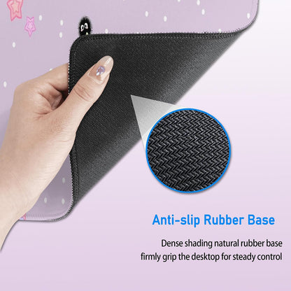 Cute Purple Mouse Pad,Large Kawaii Gaming Desk Mat 31.5 x 12 in