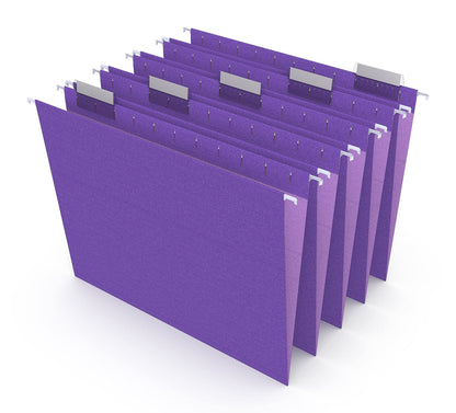 Staples Hanging File Folders, Letter Size, Purple, 5-Tab, 25/Pk