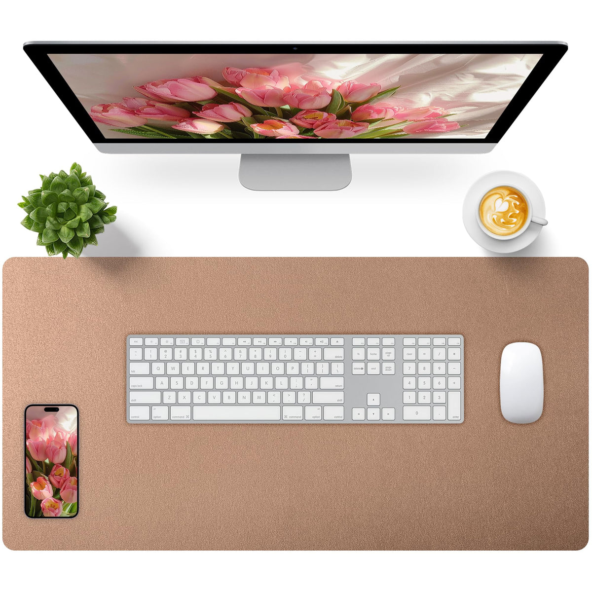 Bloss Green Desk Mat, Desk Matt for Desktop, Large Leather Desk Pad, Desk Pad Mat Waterproof, Computer Mat for Office Work/Home/Decor (31.5 x 15.7 Inches)