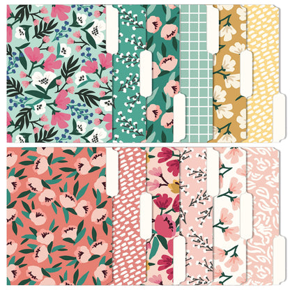 Cute Decorative File Folders, 12 Pack 3-Tab Letter Size, Boho Manila