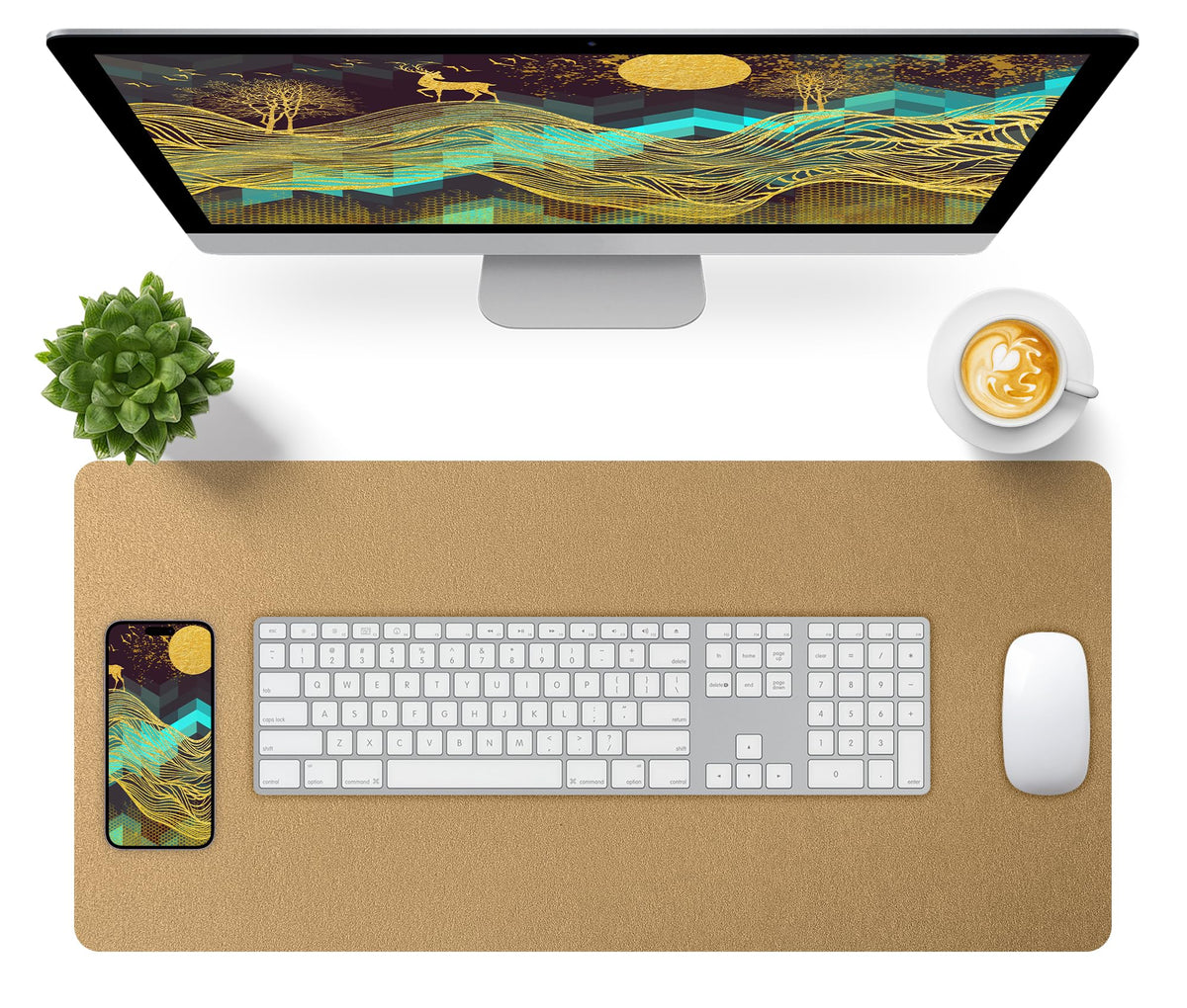 Bloss Green Desk Mat, Desk Matt for Desktop, Large Leather Desk Pad, Desk Pad Mat Waterproof, Computer Mat for Office Work/Home/Decor (31.5 x 15.7 Inches)