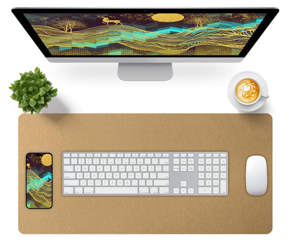Bloss Green Desk Mat, Desk Matt for Desktop, Large Leather Desk Pad, Desk Pad Mat Waterproof, Computer Mat for Office Work/Home/Decor (31.5 x 15.7 Inches)