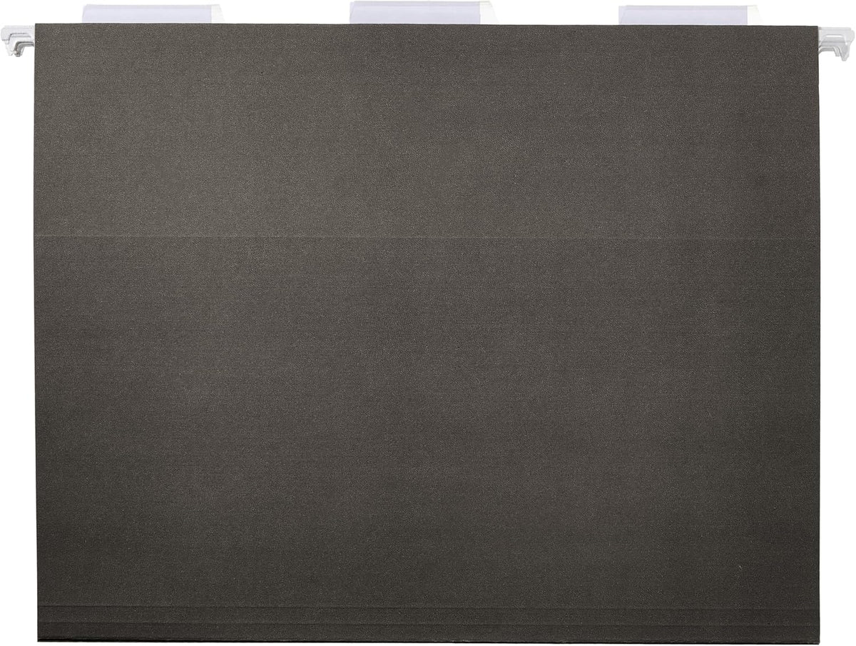 Amazon Basics Hanging File Folders with Adjustable Tabs for Document Organization, Letter Size, 8.5x11 inches, Black, 25-Pack