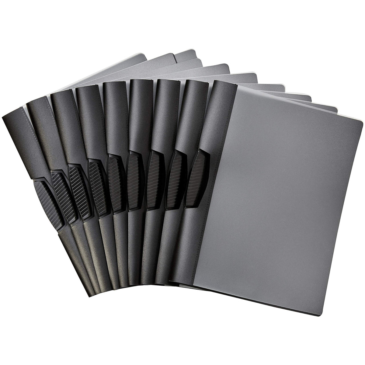 Amazon Basics Report Covers with Clip, Clear Front Presentation Folders, 9 x 11.45 inches, Grey, Pack of 10