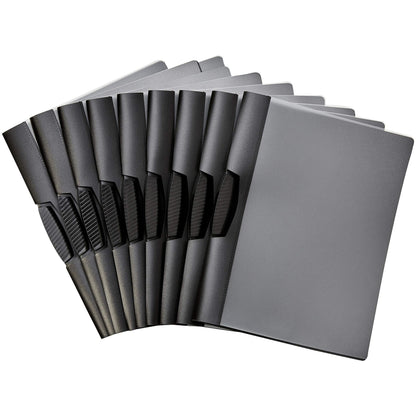 Amazon Basics Report Covers with Clip, Clear Front Presentation Folders, 9 x 11.45 inches, Grey, Pack of 10