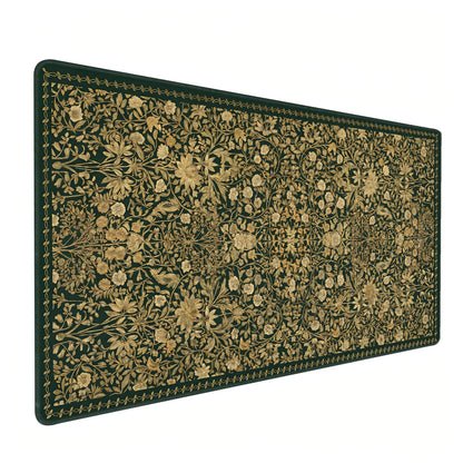 Dark Green Floral XXL Desk Mat, Extra Large Mouse Pad with Anti-Slip Base & Stitched Edges for Women, Aesthetic Desk Pad for Home Office Computer, Keyboard Mat Office Supplies Decor
