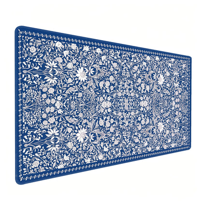 Dark Green Floral XXL Desk Mat, Extra Large Mouse Pad with Anti-Slip Base & Stitched Edges for Women, Aesthetic Desk Pad for Home Office Computer, Keyboard Mat Office Supplies Decor